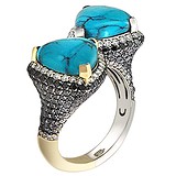 Женское золотое кольцо с бирюзой и бриллиантами, 1619554