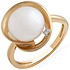 Женское золотое кольцо с бриллиантом и культив. жемчугом - фото 1