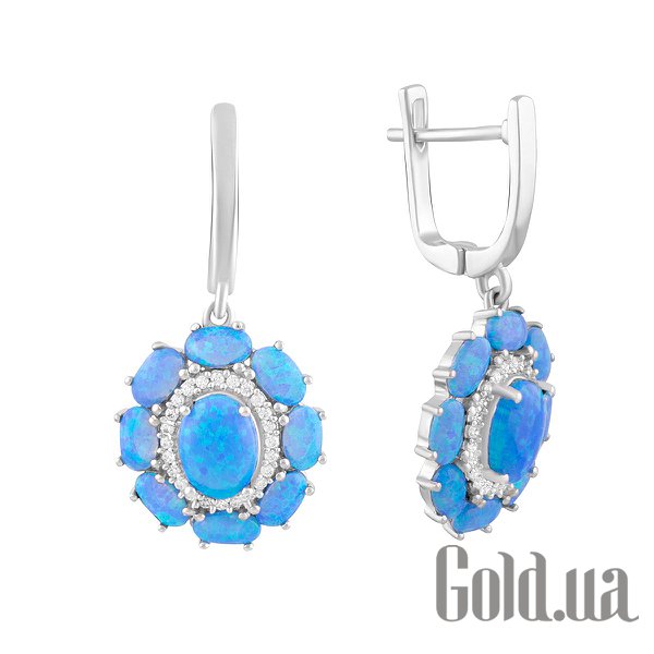

Серьги с подвесками Fresh Jewelry, Серебряные серьги с куб. циркониями и опалами