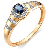Женское золотое кольцо с бриллиантами и сапфиром, 1555811