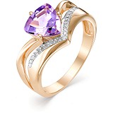 Женское золотое кольцо с бриллиантами и аметистом, 1603683