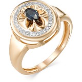 Женское золотое кольцо с бриллиантами и сапфиром, 1604195