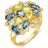 Женское золотое кольцо с топазами и хризолитами, 1635939