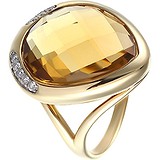 Женское золотое кольцо с бриллиантами и цитрином, 1673315