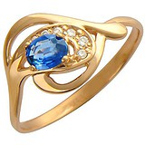Женское золотое кольцо с бриллиантами и сапфиром, 1705571