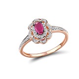 Женское золотое кольцо с бриллиантами и рубином, 1719651