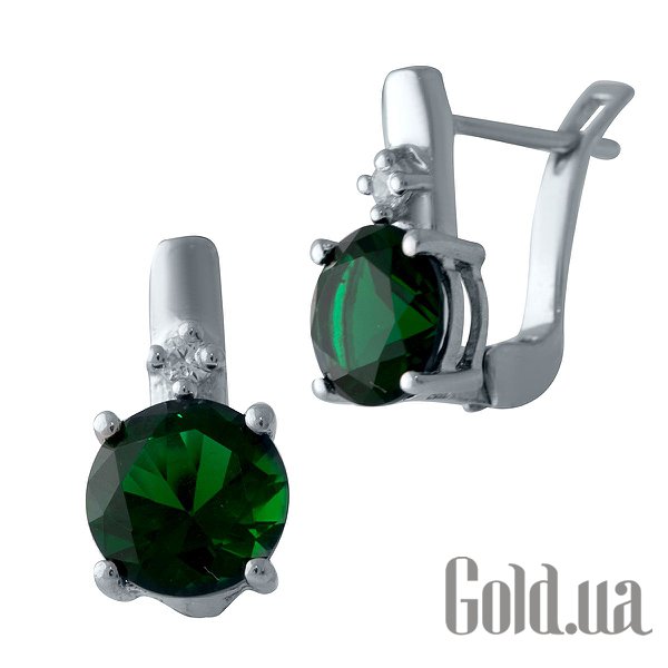 

Серьги Fresh Jewelry, Серебряные серьги с синт. изумрудами и куб. циркониями