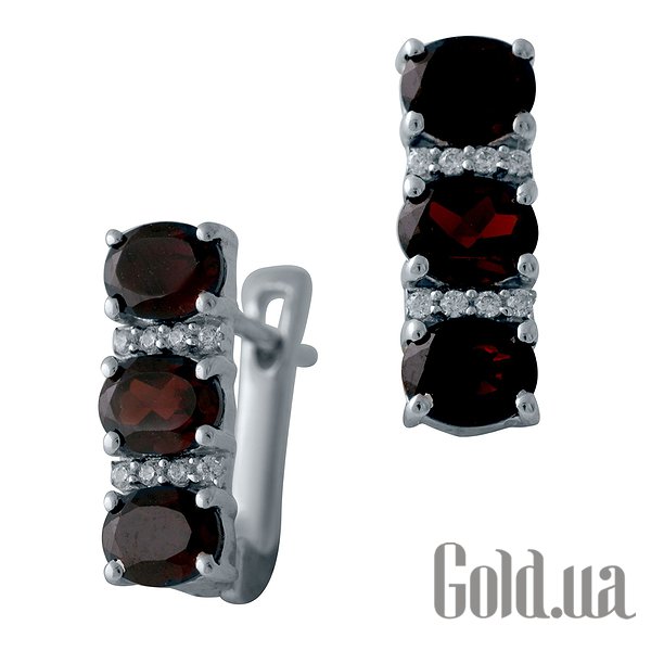 

Серьги Fresh Jewelry, Серебряные серьги с гранатами и куб. циркониями