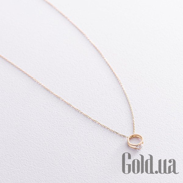 

Женский кулон Украина, Золотой кулон с цепочкой с куб. цирконием, 45