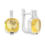 Срібні сережки з куб. цирконіями та синт. цитринами, 1794915