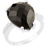 Женское серебряное кольцо с ониксом и куб. циркониями, 1374564