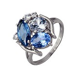 Женское серебряное кольцо с куб. циркониями и синт. шпинелями, 1524836