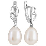 Срібні сережки з перлами і куб. цирконіями, 1548900