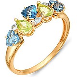 Женское золотое кольцо с топазами и хризолитами, 1603428