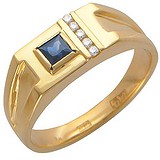 Мужское золотое кольцо с бриллиантами и сапфиром, 1666660