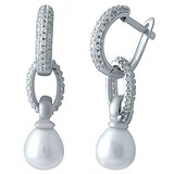 Срібні сережки з культів. перлами і куб. цирконіями, 1686372