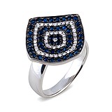 Женское золотое кольцо с бриллиантами и сапфирами, 000612