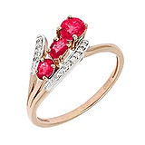 Женское золотое кольцо с бриллиантами и рубинами, 1639781