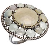 Женское золотое кольцо с бриллиантами, корундами и сапфирами, 1646181
