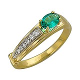Женское золотое кольцо с бриллиантами и изумрудом, 1666149