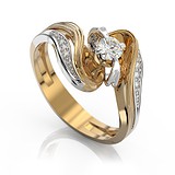 Женское золотое кольцо с бриллиантами, 1680485