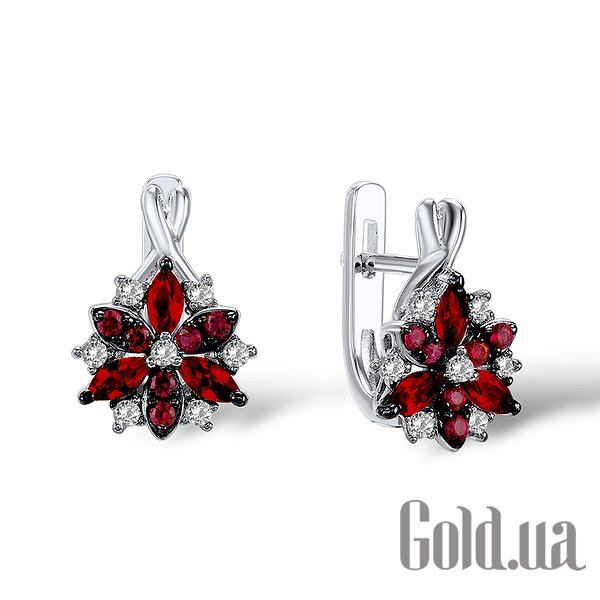 

Серьги Lurie Jewelry, Серебряные серьги с куб.циркониями и рубинами