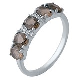 Женское серебряное кольцо с раухтопазами и куб. циркониями, 1720421