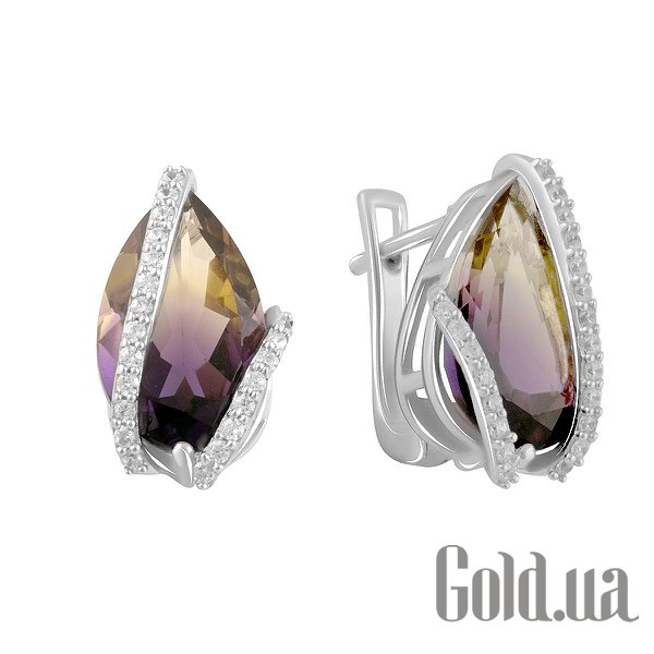 

Серьги Fresh Jewelry, Серебряные серьги с куб. циркониями и синт. аметринами