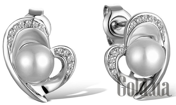 

Серьги-гвоздики Lurie Jewelry, Золотые серьги с бриллиантами и жемчугом