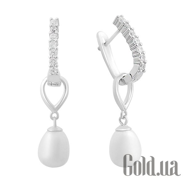 

Серьги с подвесками Fresh Jewelry, Серебряные серьги с куб. циркониями и культив. жемчугом