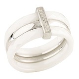 Женское серебряное кольцо с керамикой и куб. циркониями, 1284710