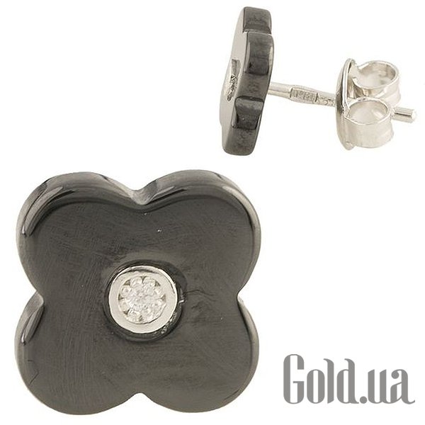 

Серьги-гвоздики Fresh Jewelry, Серебряные серьги с керамикой и куб. циркониями