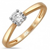 Золотое кольцо с бриллиантом, 1512294