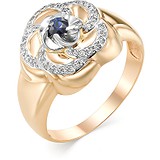Женское золотое кольцо с бриллиантами и сапфиром, 1604198