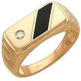 Мужское золотое кольцо с куб. цирконием и ониксом, 1691750