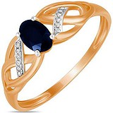 Женское золотое кольцо с бриллиантами и сапфиром, 1703526
