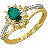 Женское золотое кольцо с бриллиантами и изумрудом, 1714278