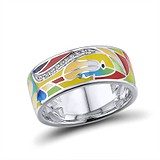 Женское серебряное кольцо с куб.циркониями и эмалью, 1718374