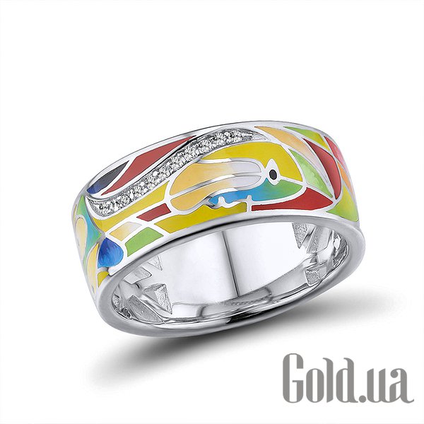

Женские кольца Lurie Jewelry, Женское серебряное кольцо с куб.циркониями и эмалью, 17