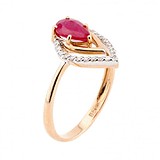 Женское золотое кольцо с рубином и бриллиантами