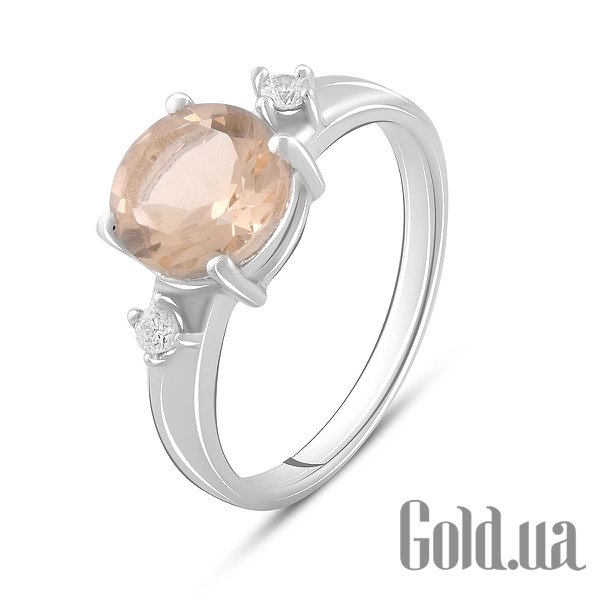

Женские кольца Fresh Jewelry, Женское серебряное кольцо с куб. циркониями и синт. морганитом, 17.5