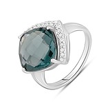 Женское серебряное кольцо с куб. циркониями и топазом, 1771622