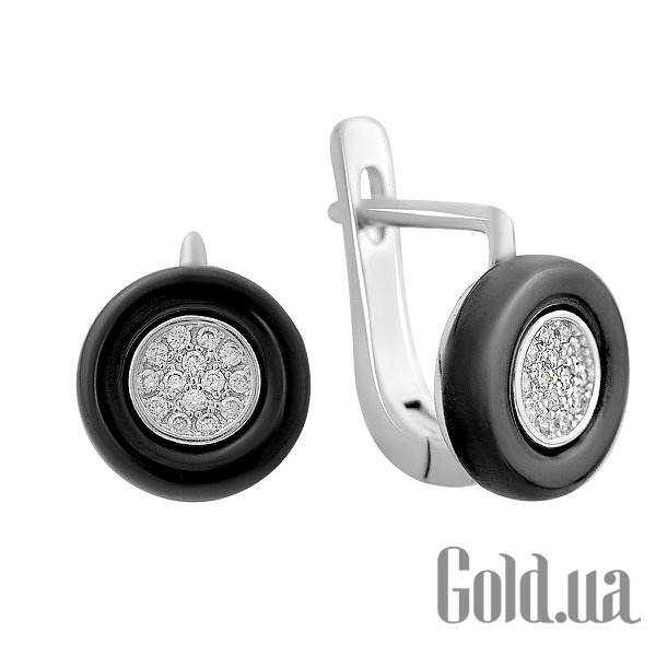 

Серьги Fresh Jewelry, Серебряные серьги с куб. циркониями и керамикой