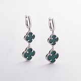 Серебряные серьги с синт. малахитами, 1796198