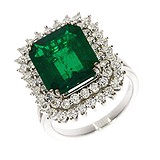 Женское золотое кольцо с бриллиантами и изумрудом, 1500519