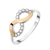 Женское серебряное кольцо с куб. циркониями в позолоте, 1617511
