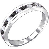 Серебряное обручальное кольцо с куб. циркониями, 1623399