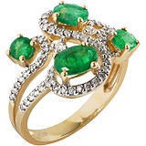 Женское золотое кольцо с изумрудами и бриллиантами, 1672807