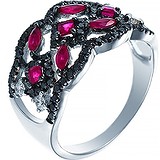 Женское золотое кольцо с бриллиантами и рубинами, 1673319