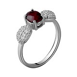 Женское серебряное кольцо с куб. циркониями и рубином